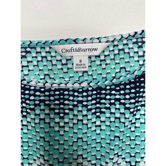 Croft & Barrow Blue Teal Aqua 3/4 Sleeve Chiffon Top Blouse Small NEW - Picture 5 of 9